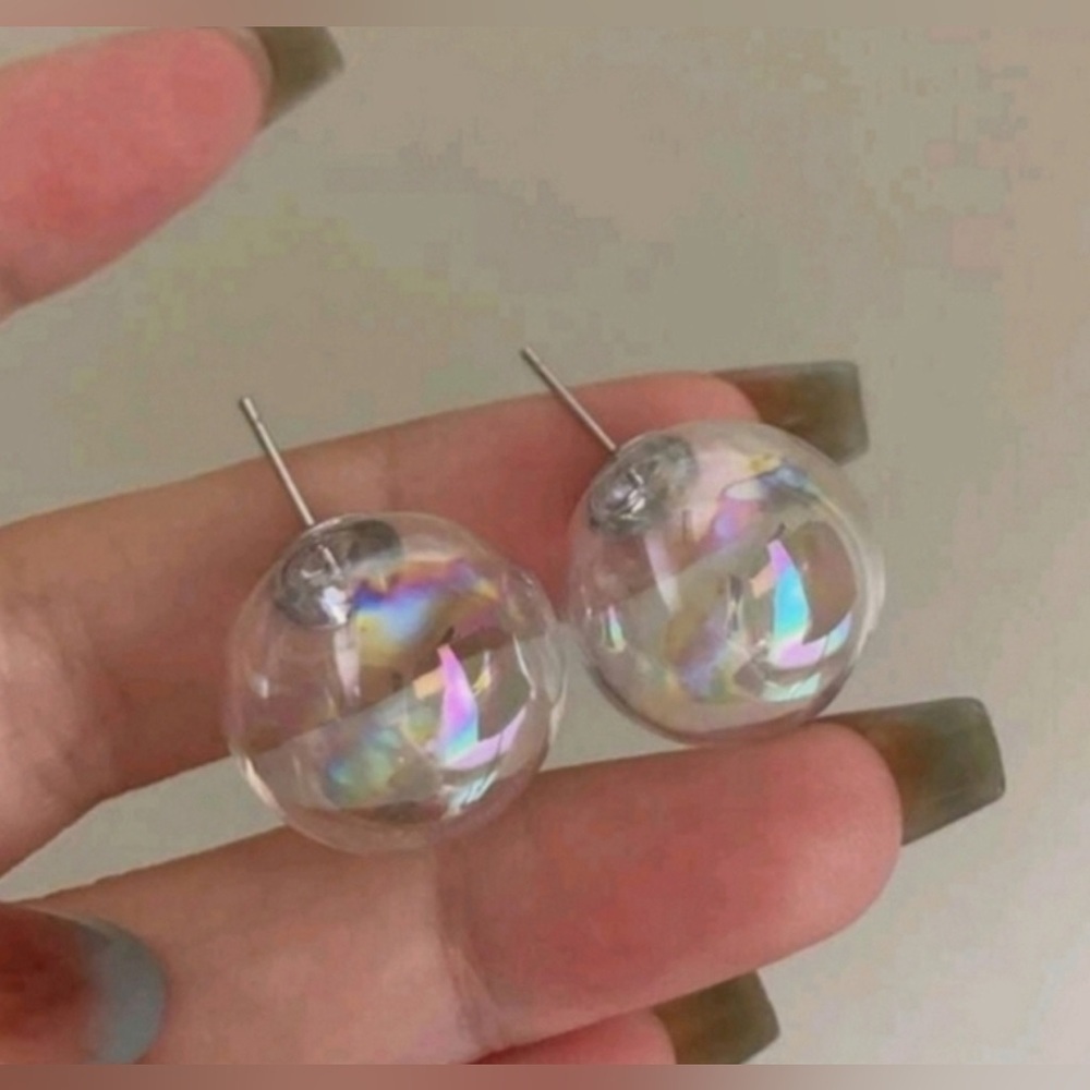 ANTHROPOLOGIE GLASS IRRIDESCENT BUBBLE EARRINGS NO TAGS comes with Gift … - Picture 2 of 2